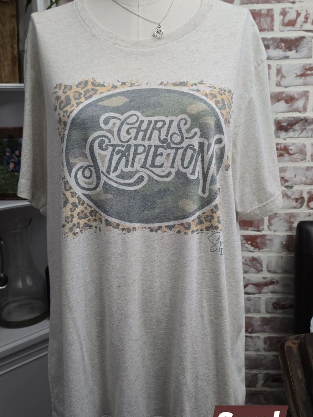 Bella Canvas Beige Graphic Tee with Camo & Leopard Accents